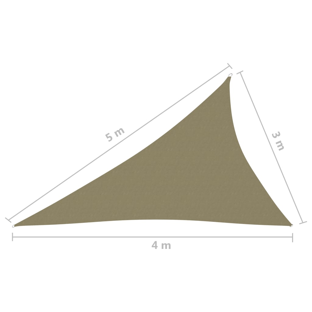 Solseil oxfordstoff trekantet 3x4x5 m beige