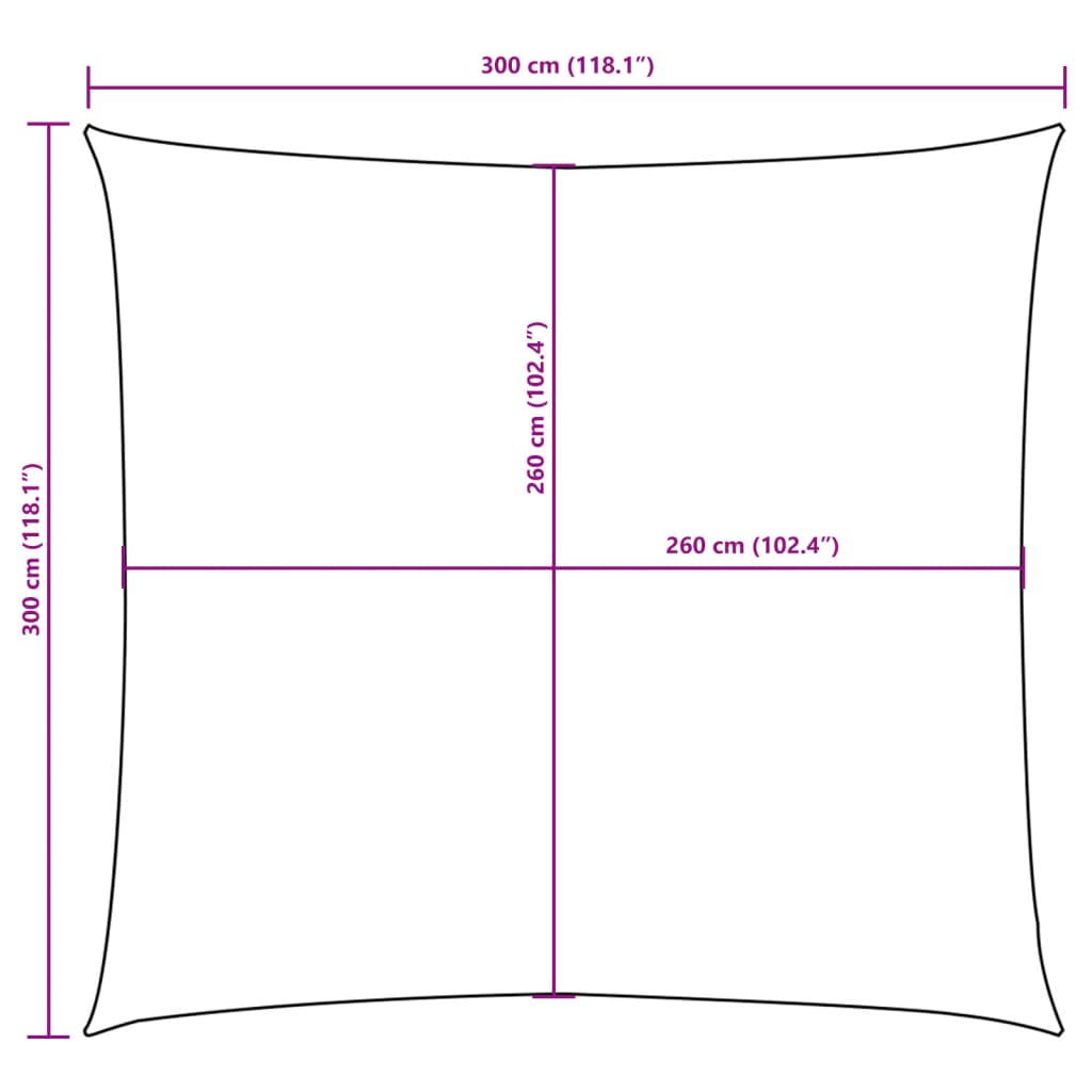 Solseil oxfordstoff kvadratisk 3x3 m kremhvit