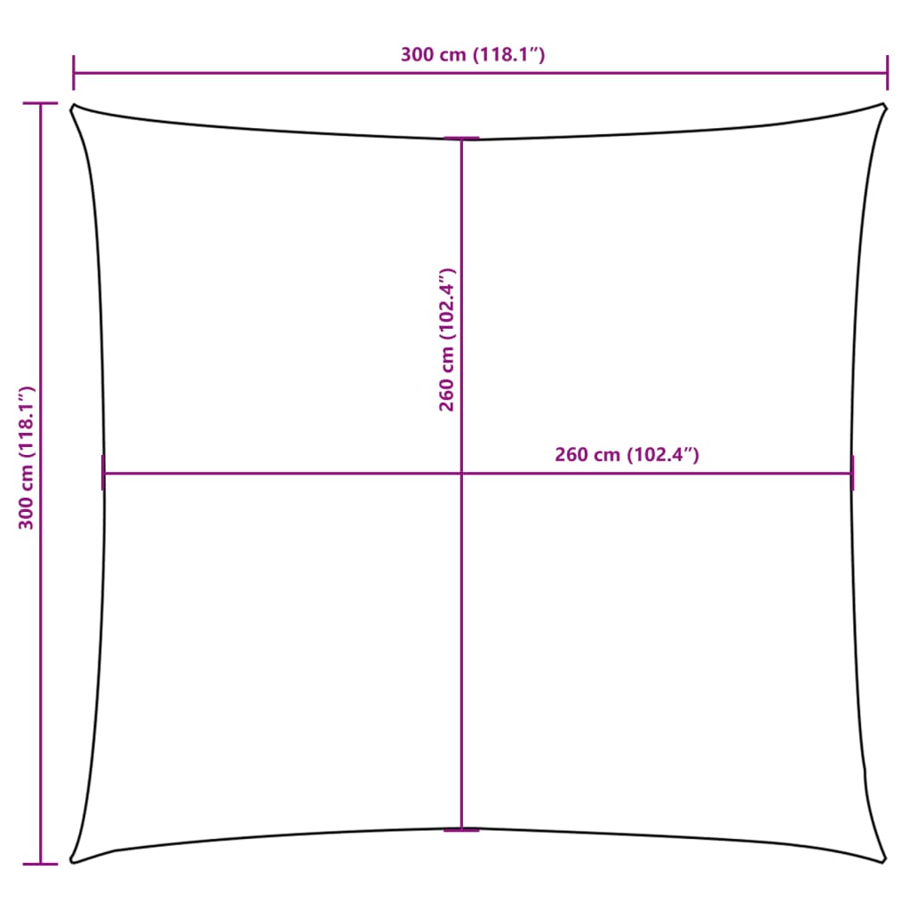Solseil Oxfordstoff kvadratisk 3x3 m oransje