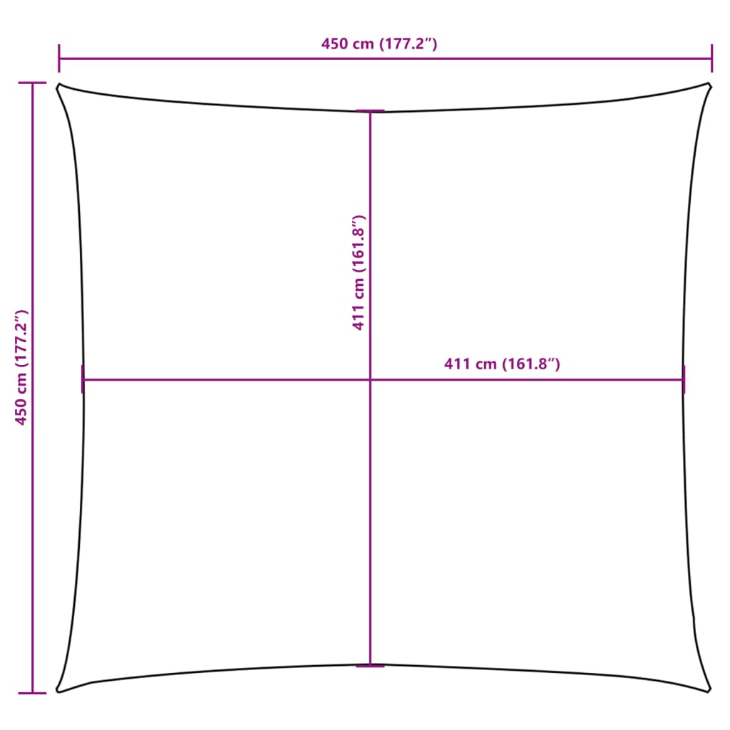 Solseil oxfordstoff kvadratisk 4,5x4,5 m oransje
