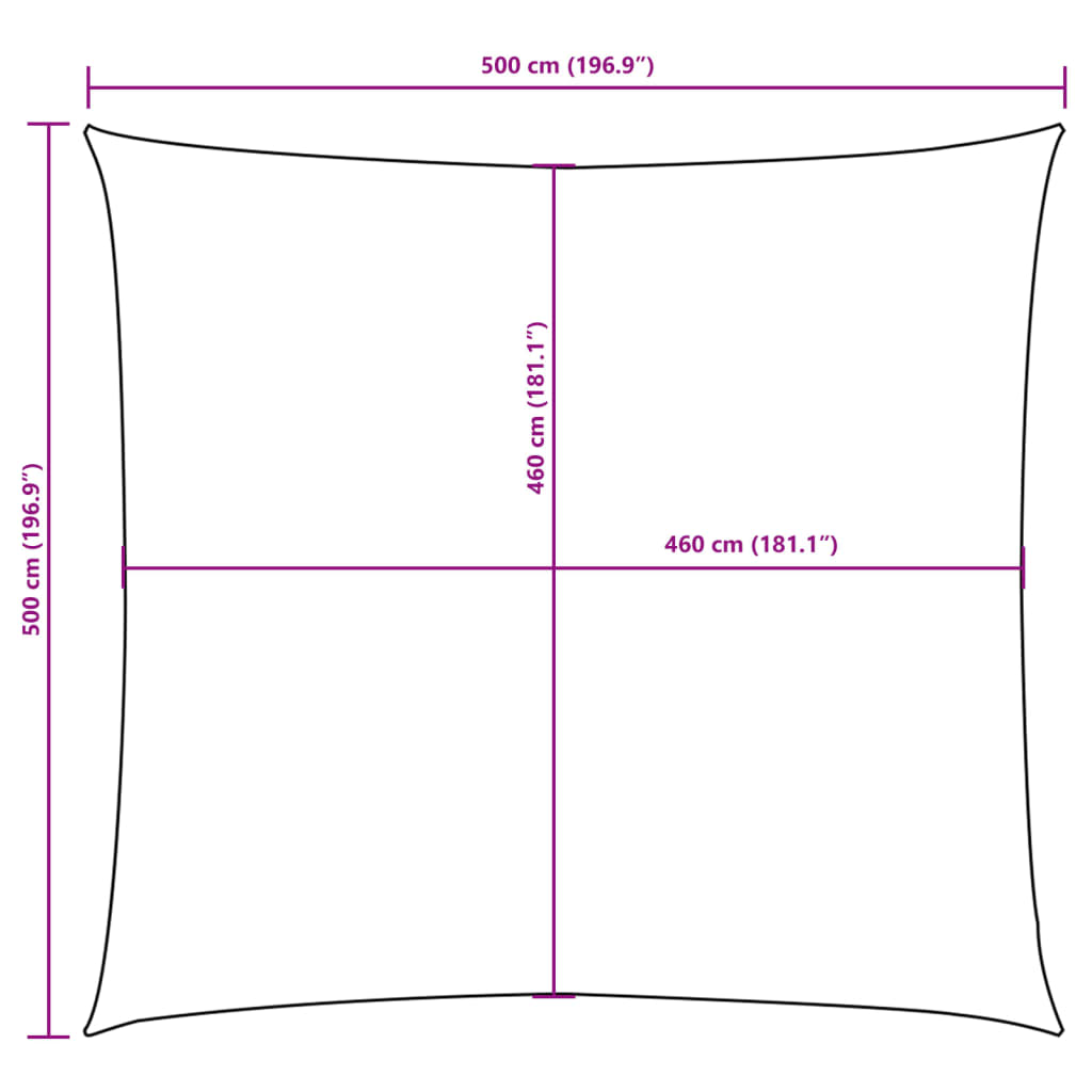 Solseil oxfordstoff kvadratisk 5x5 m oransje
