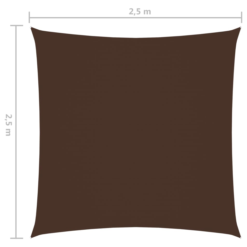 Solseil Oxfordstoff kvadratisk 2,5x2,5 m brun