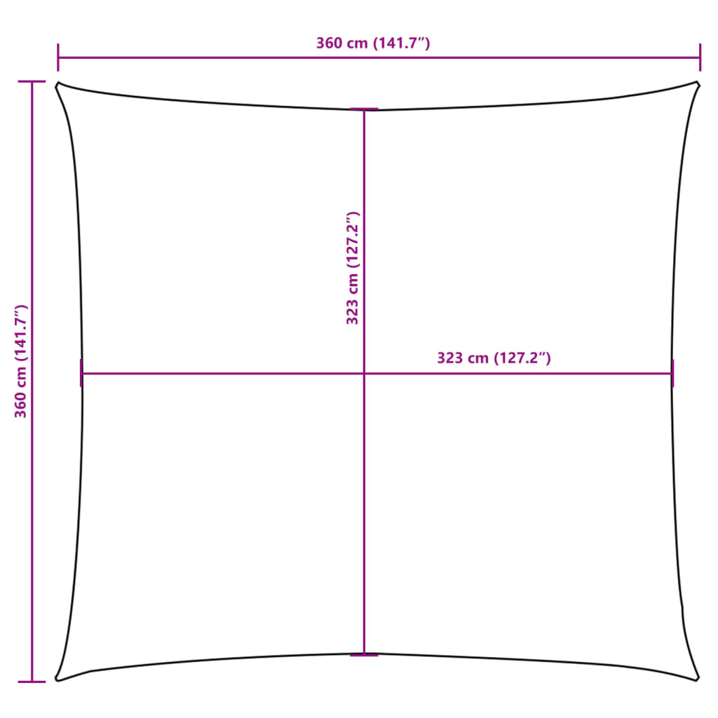 Solseil oxfordstoff firkantet 3,6x3,6 m brun