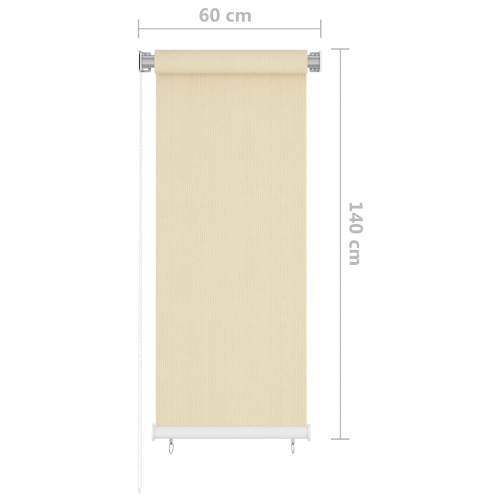 Utendørs rullegardin kremfarget 65 (B) x 140 (H) cm HDPE