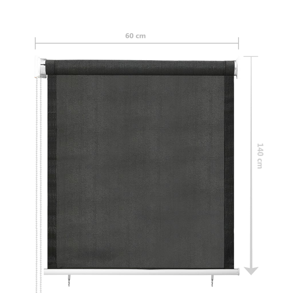 Utendørs rullegardin 65 (B) x 140 (H) cm antrasitt