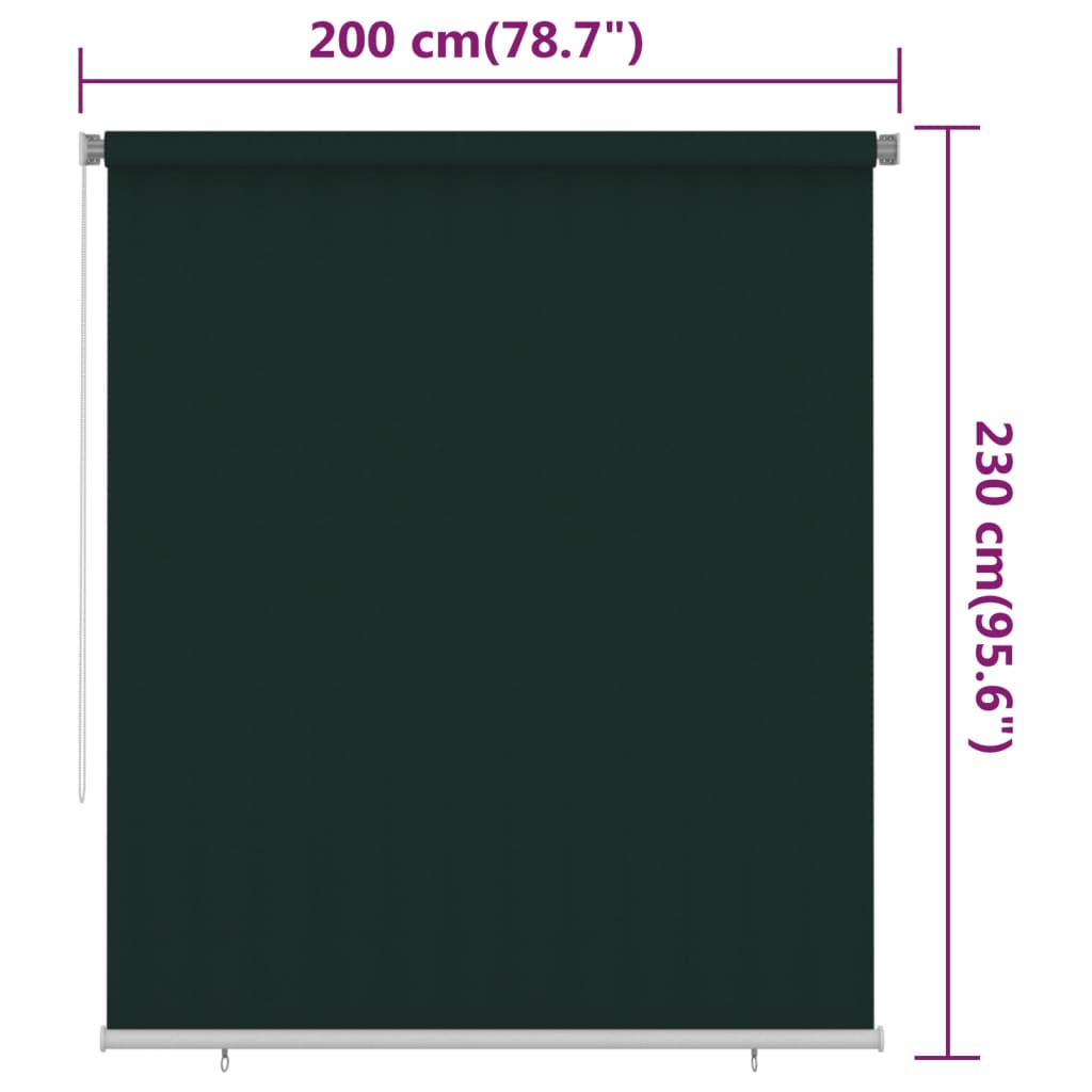 Utendørs rullegardin 200x230 cm mørkegrønn HDPE