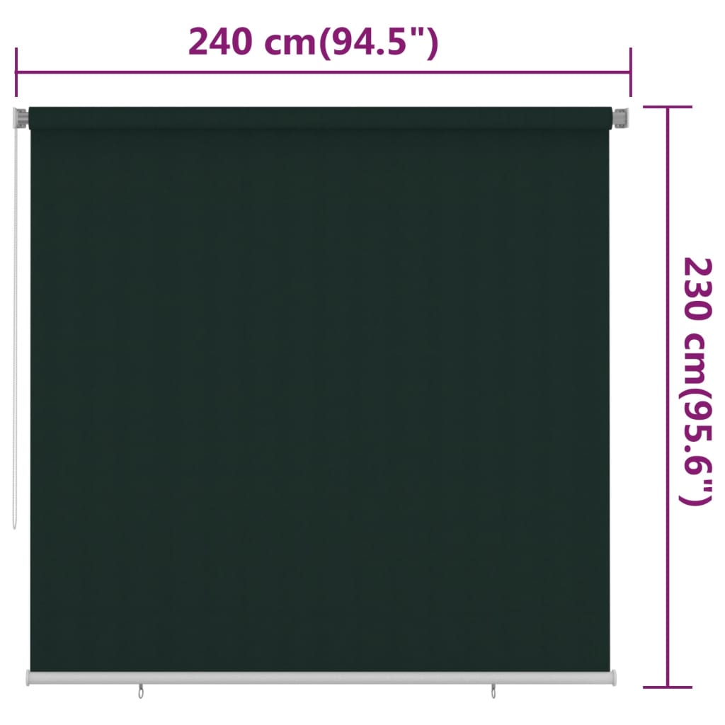 Utendørs rullegardin 240x230 cm mørkegrønn HDPE