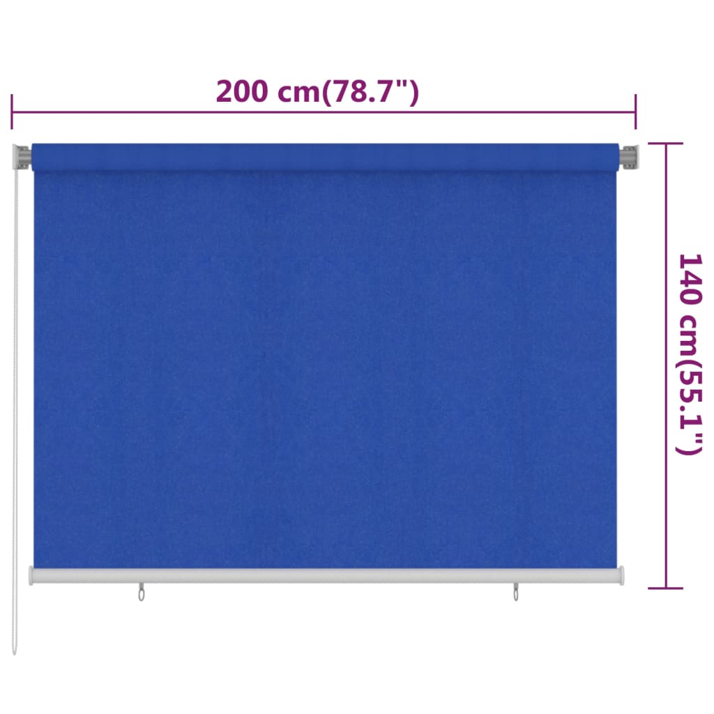 Utendørs rullegardin 200x140 cm blå HDPE