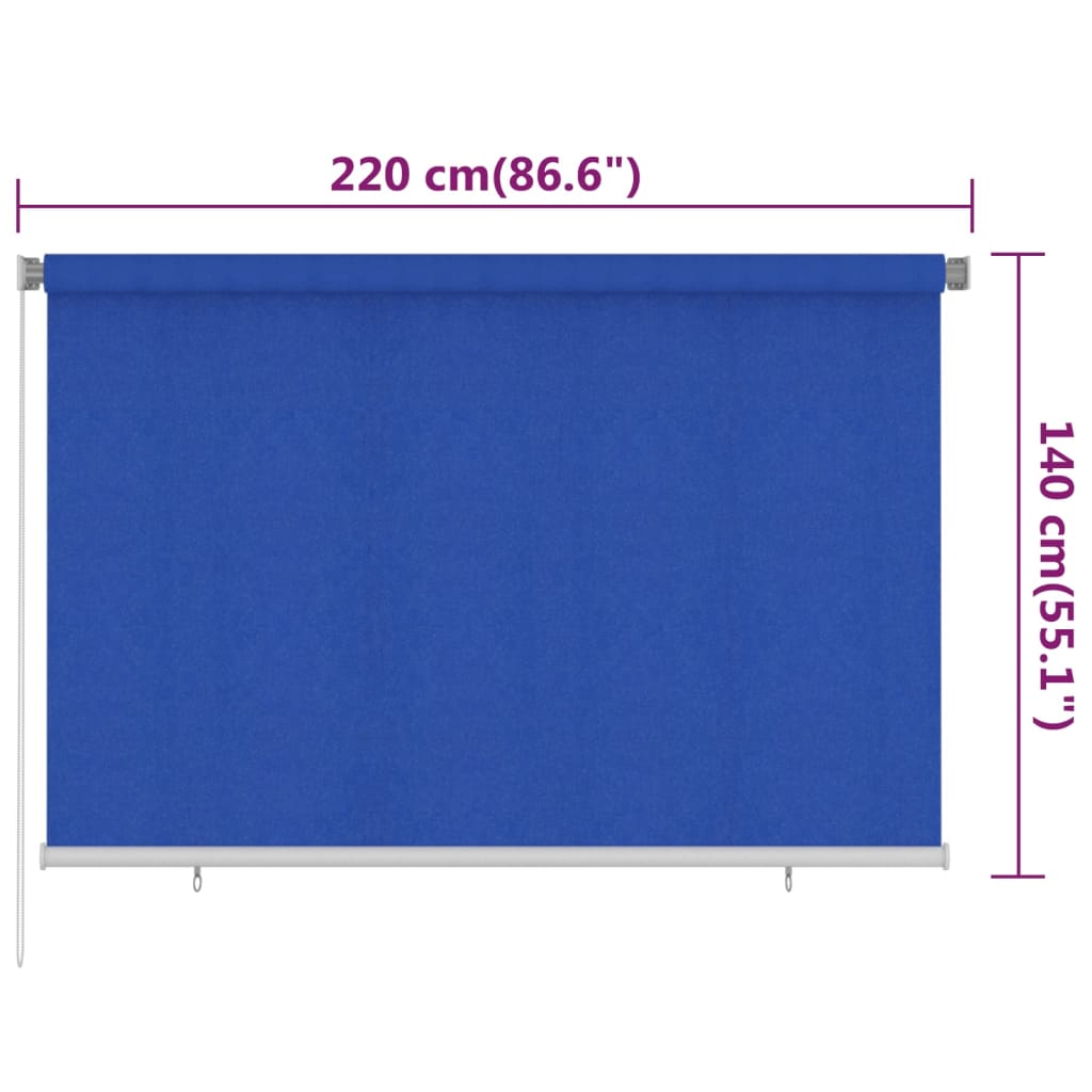 Utendørs rullegardin 220x140 cm blå HDPE