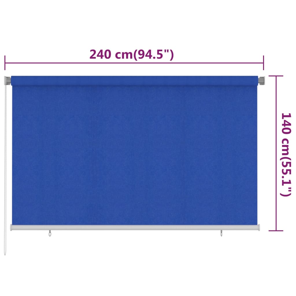 Utendørs rullegardin 240x140 cm blå HDPE