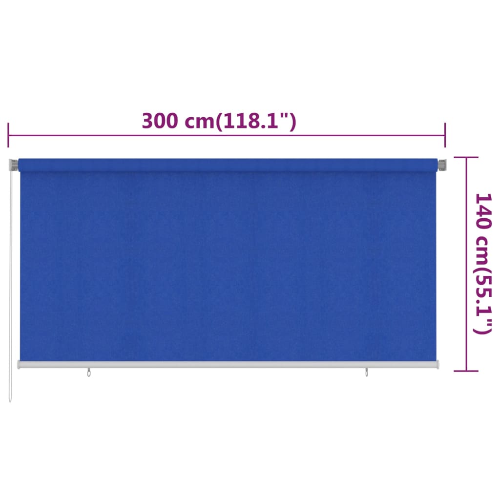 Utendørs rullegardin 300x140 cm blå HDPE
