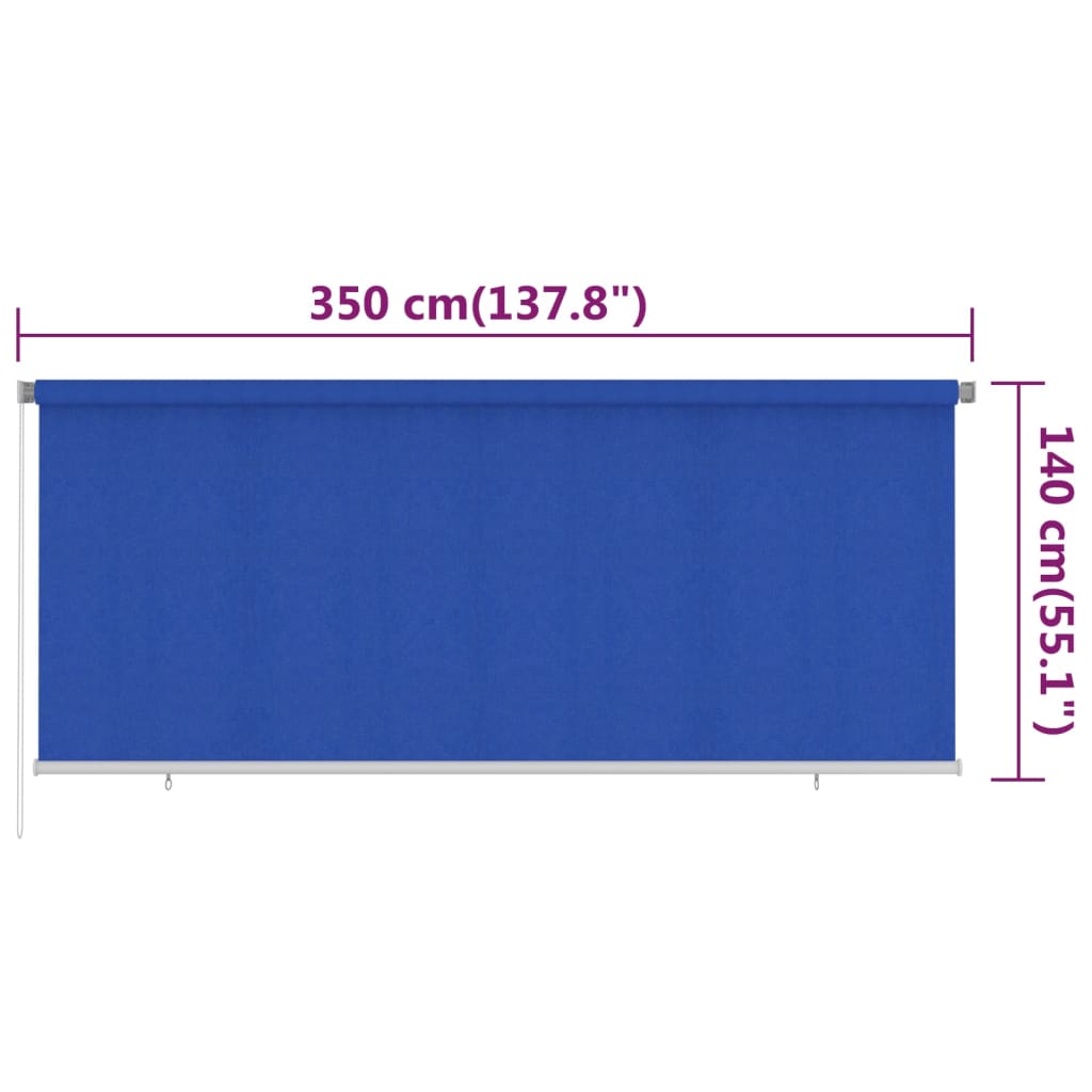 Utendørs rullegardin 350x140 cm blå HDPE