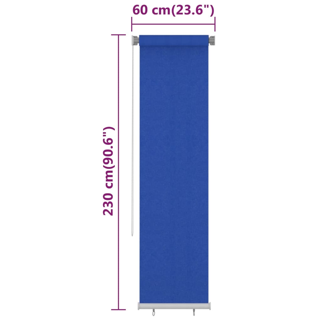 Utendørs rullegardin 60x230 cm blå HDPE