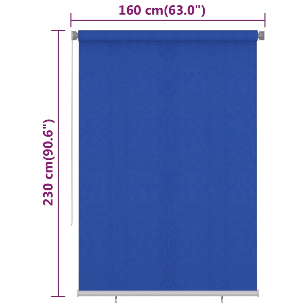 Utendørs rullegardin 160x230 cm blå HDPE