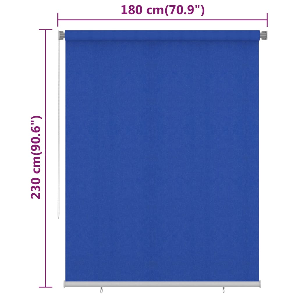 Utendørs rullegardin 180x230 cm blå HDPE