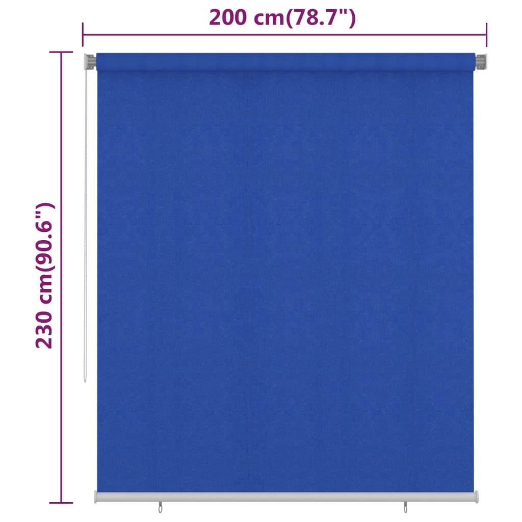 Utendørs rullegardin 200x230 cm blå HDPE