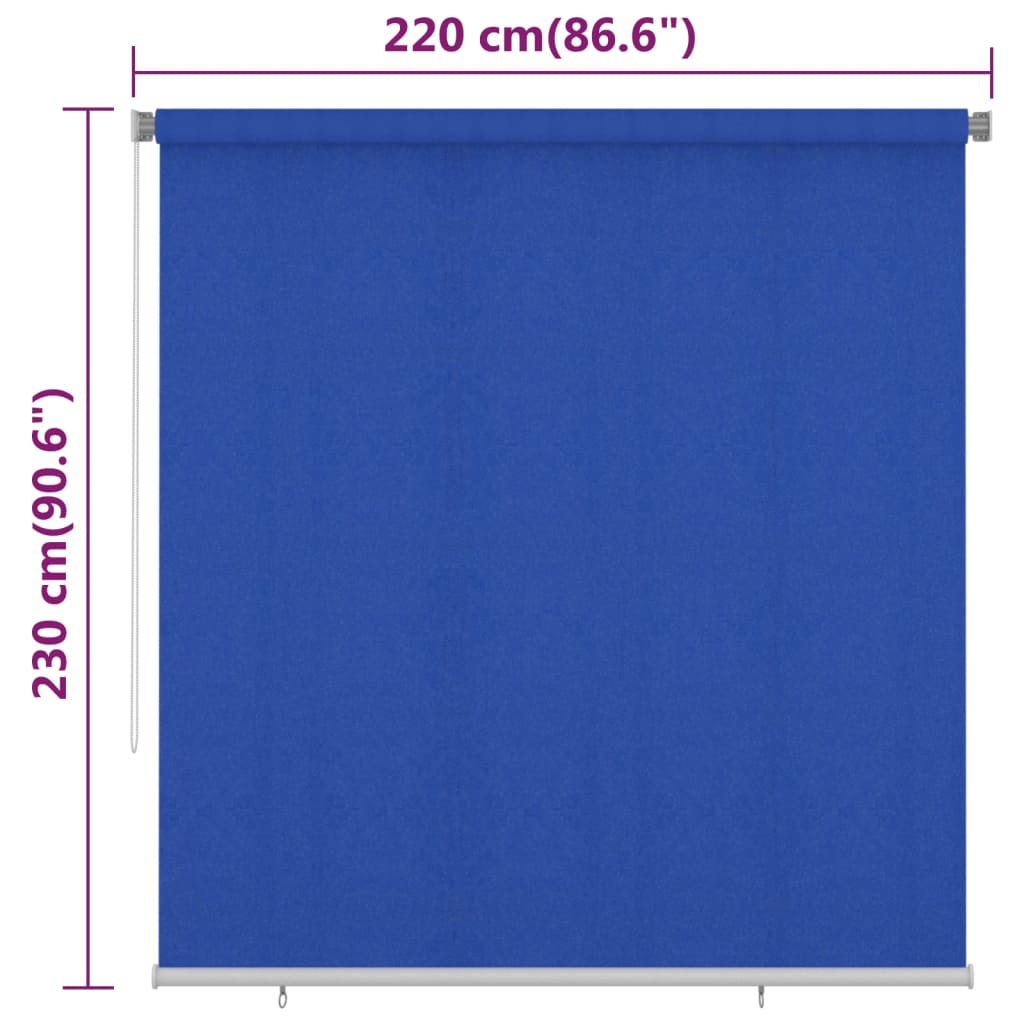 Utendørs rullegardin 220x230 cm blå HDPE