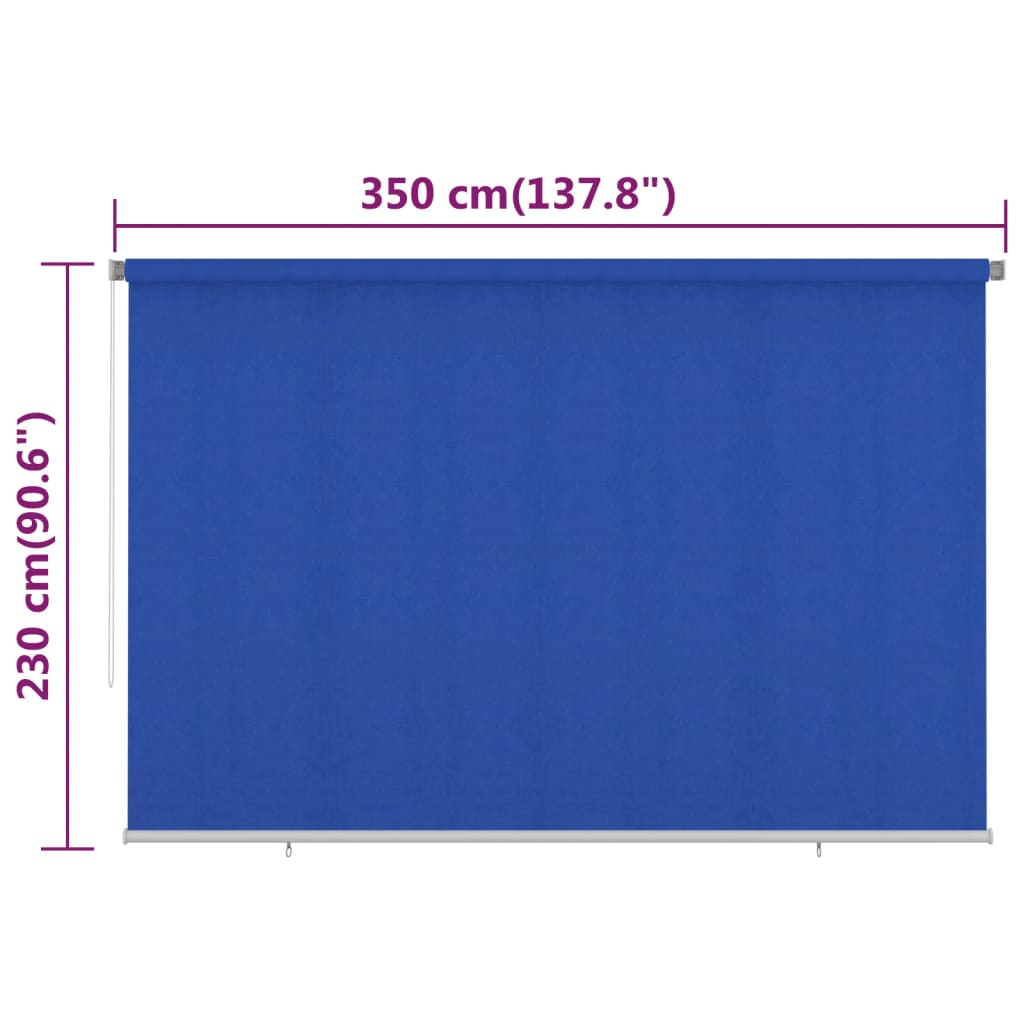 Utendørs rullegardin 350x230 cm blå HDPE