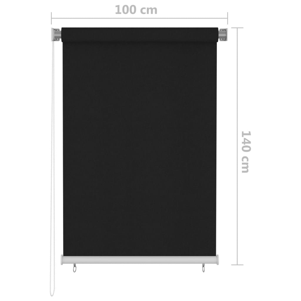 Utendørs rullegardin 105 (B) x 140 (H) cm svart