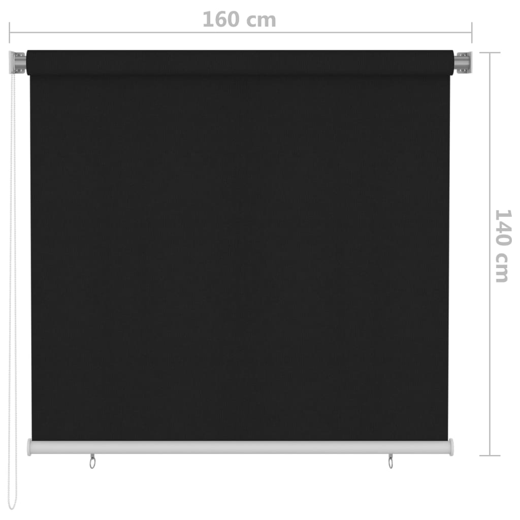 Utendørs rullegardin 165 (B) x 140 (H) cm svart