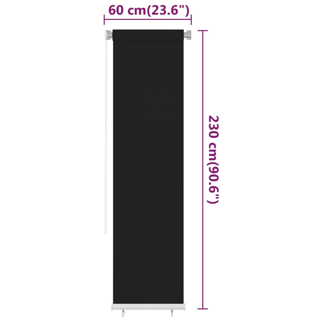 Utendørs rullegardin 60x230 cm svart HDPE