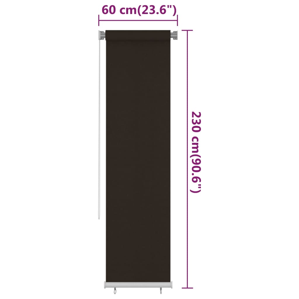 Utendørs rullegardin 60x230 cm brun HDPE