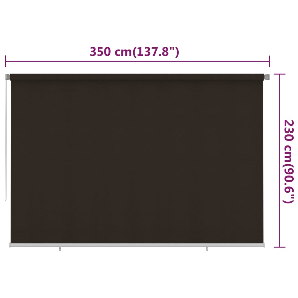 Utendørs rullegardin 350x230 cm brun HDPE