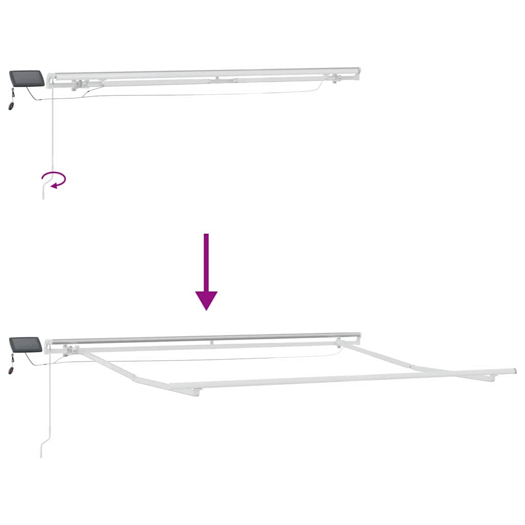 Markiseramme med LED -stripelys Hvit 300 x 250 cm Aluminium