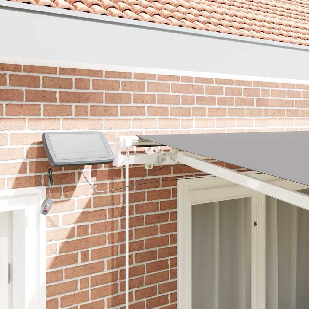 Markiseramme med LED -stripelys Hvit 350 x 250 cm Aluminium vidaXL