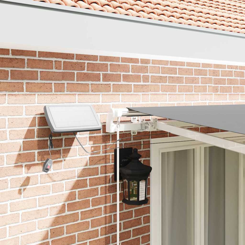Markiseramme med LED -stripelys Hvit 450 × 350 cm Aluminium