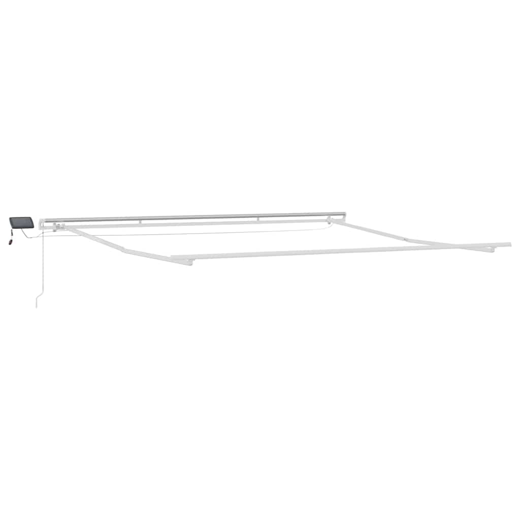 Markiseramme med LED -stripelys Hvit 450 × 350 cm Aluminium