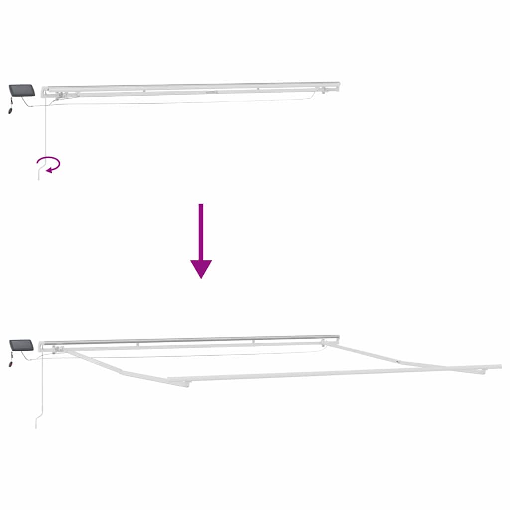 Markiseramme med LED -stripelys Hvit 450 × 350 cm Aluminium