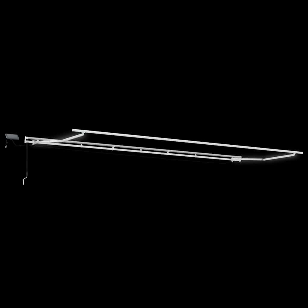 Markiseramme med LED -stripelys Hvit 600 × 350 cm Aluminium