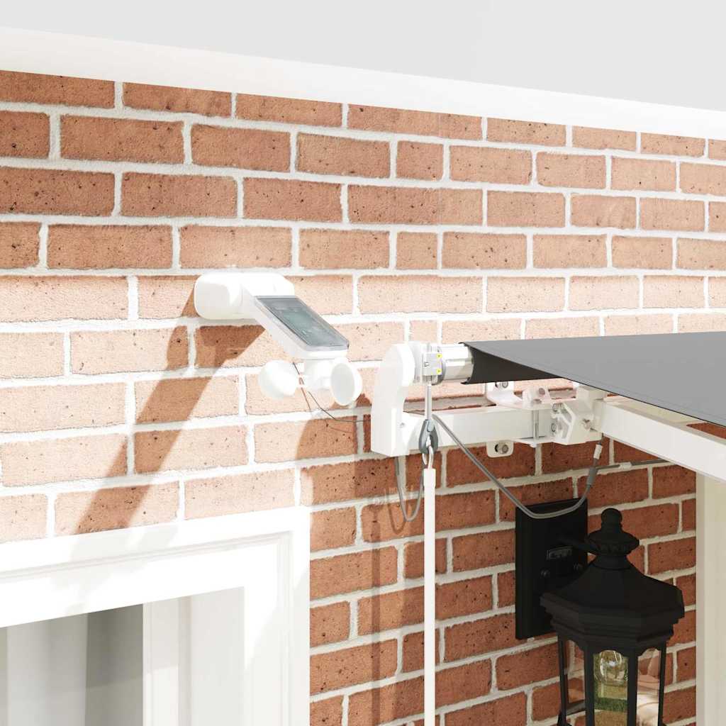 Markiseramme med LED -stripelys Hvit 350 x 250 cm Aluminium