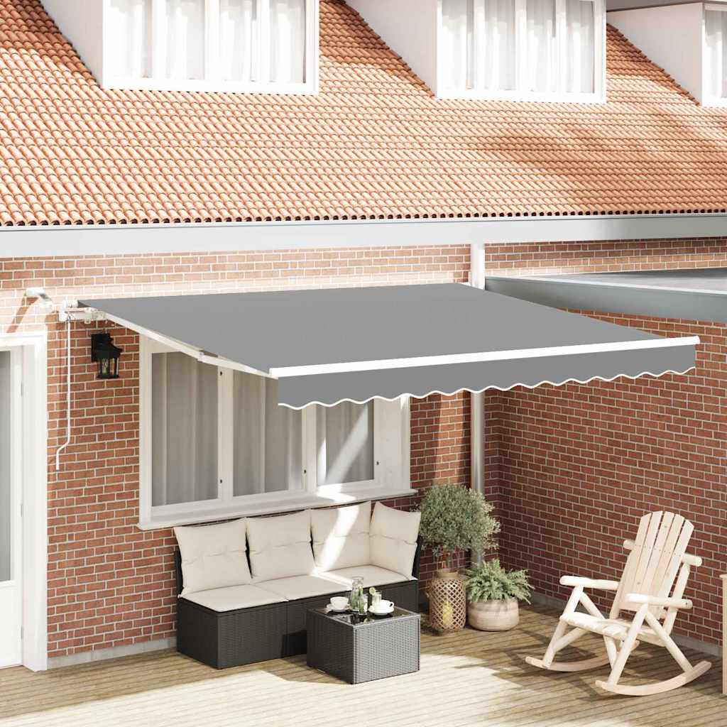 Markiseramme med LED -stripelys Hvit 350 x 250 cm Aluminium