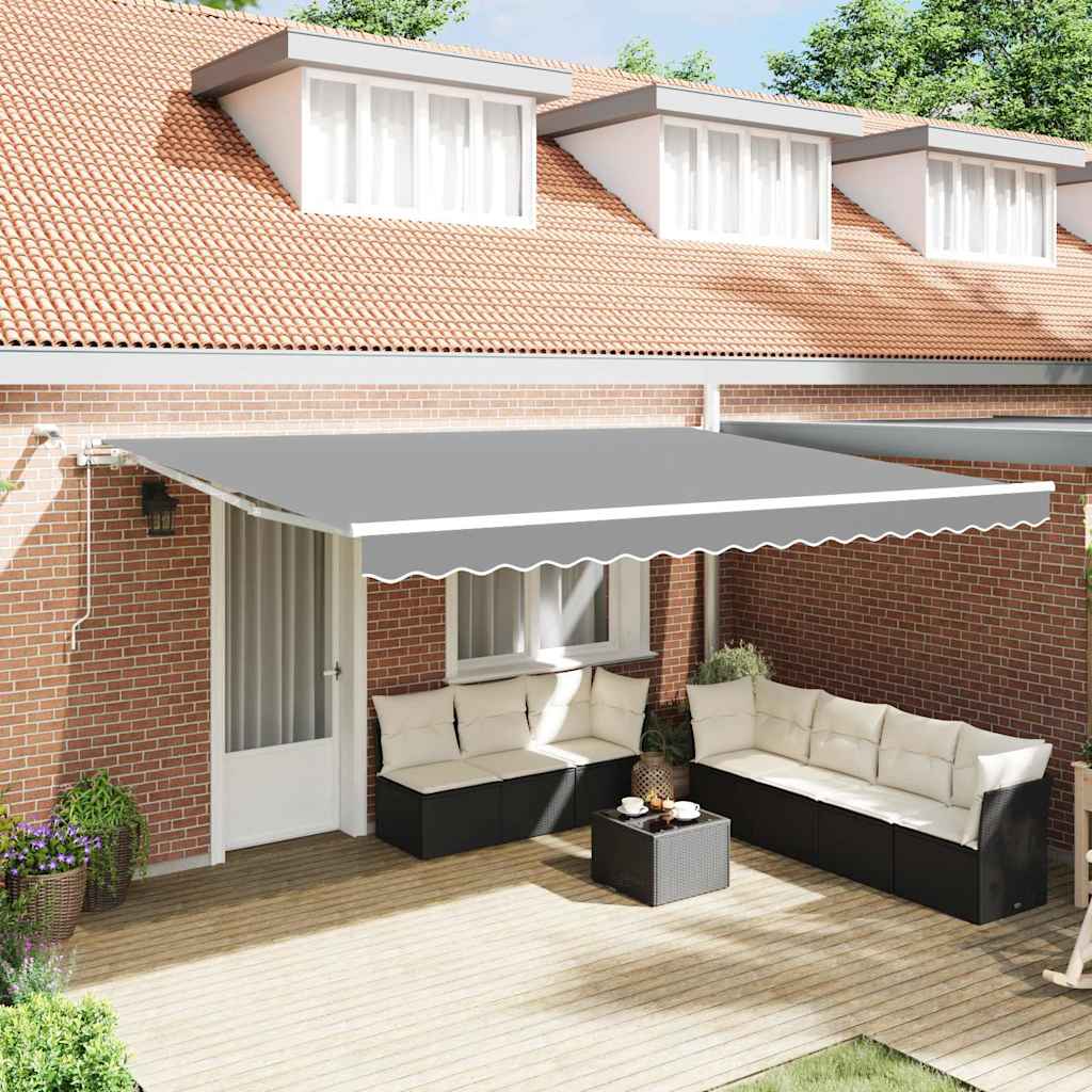 Markiseramme med LED -stripelys Hvit 450 × 300 cm Aluminium