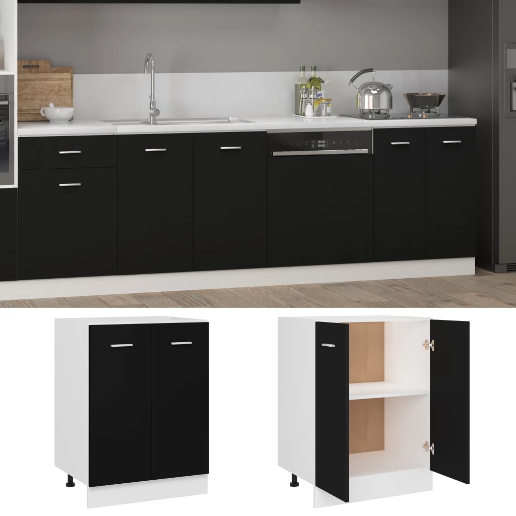 Bunnskap "Lyon" svart 60x46x81,5 cm konstruert tre