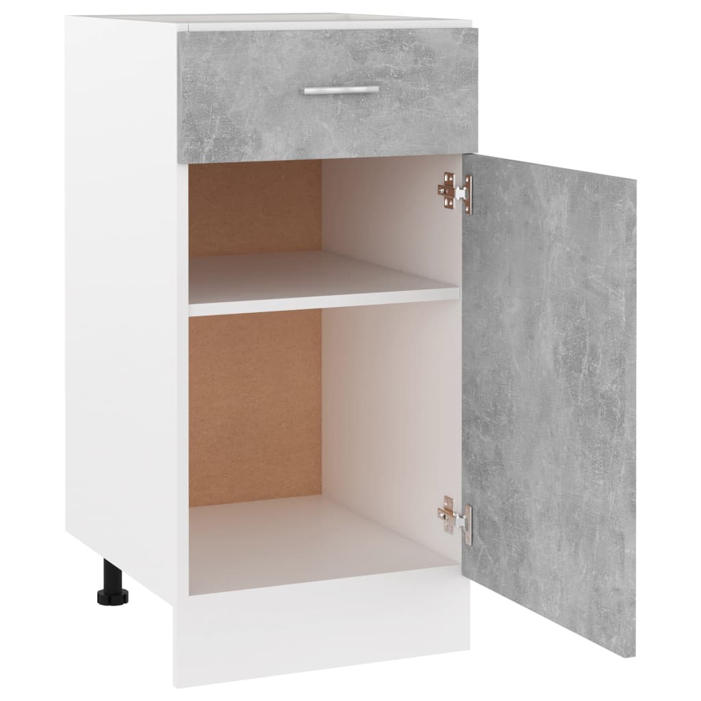 Bunnskap med skuff betonggrå 40x46x81,5 cm konstruert tre
