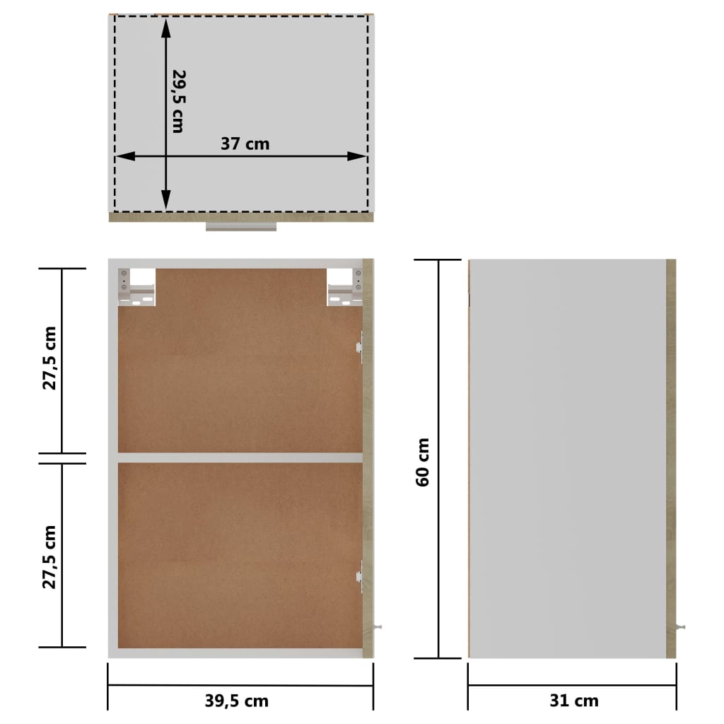 Hengende skap "Lyon" sonoma eik 39,5x31x60 cm konstruert tre
