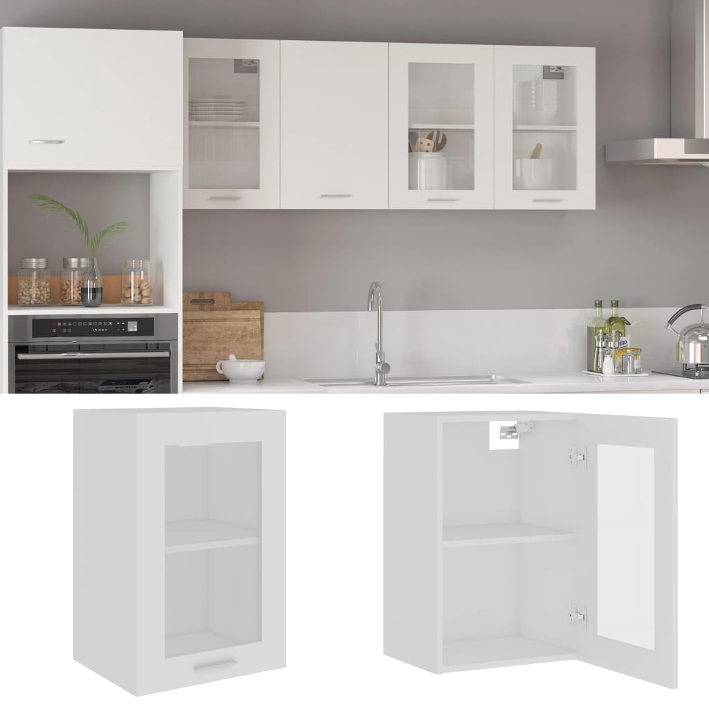 Hengende skap glass "Lyon" hvit 40x31x60 cm konstruert tre