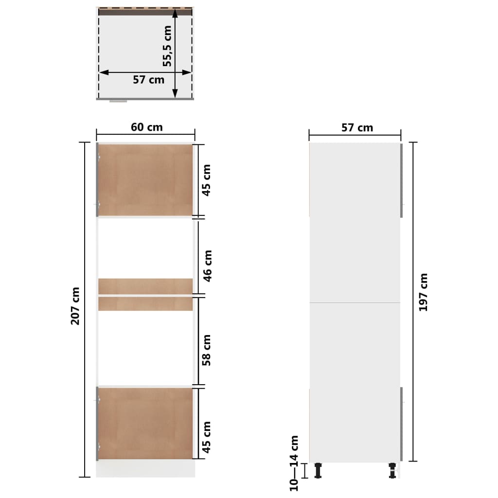 Skap for mikrobølgeovn "Lyon" hvit 60x57x207 cm konstruert tre