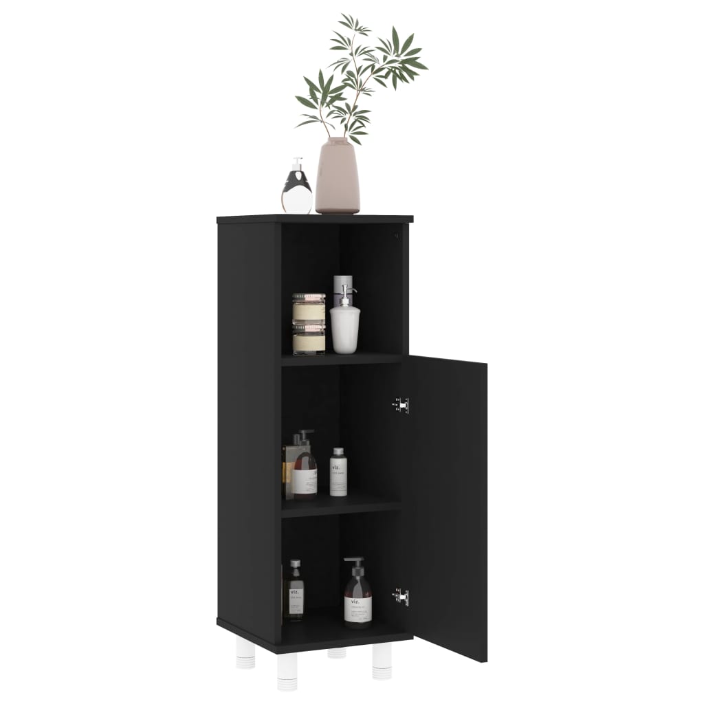 Baderomsskap svart 30x30x95 cm konstruert tre