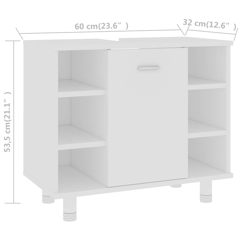 Baderomsskap hvit 60x32x53,5 cm konstruert tre