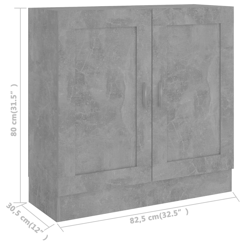 Bokhylle betonggrå 82,5x30,5x80 cm konstruert tre