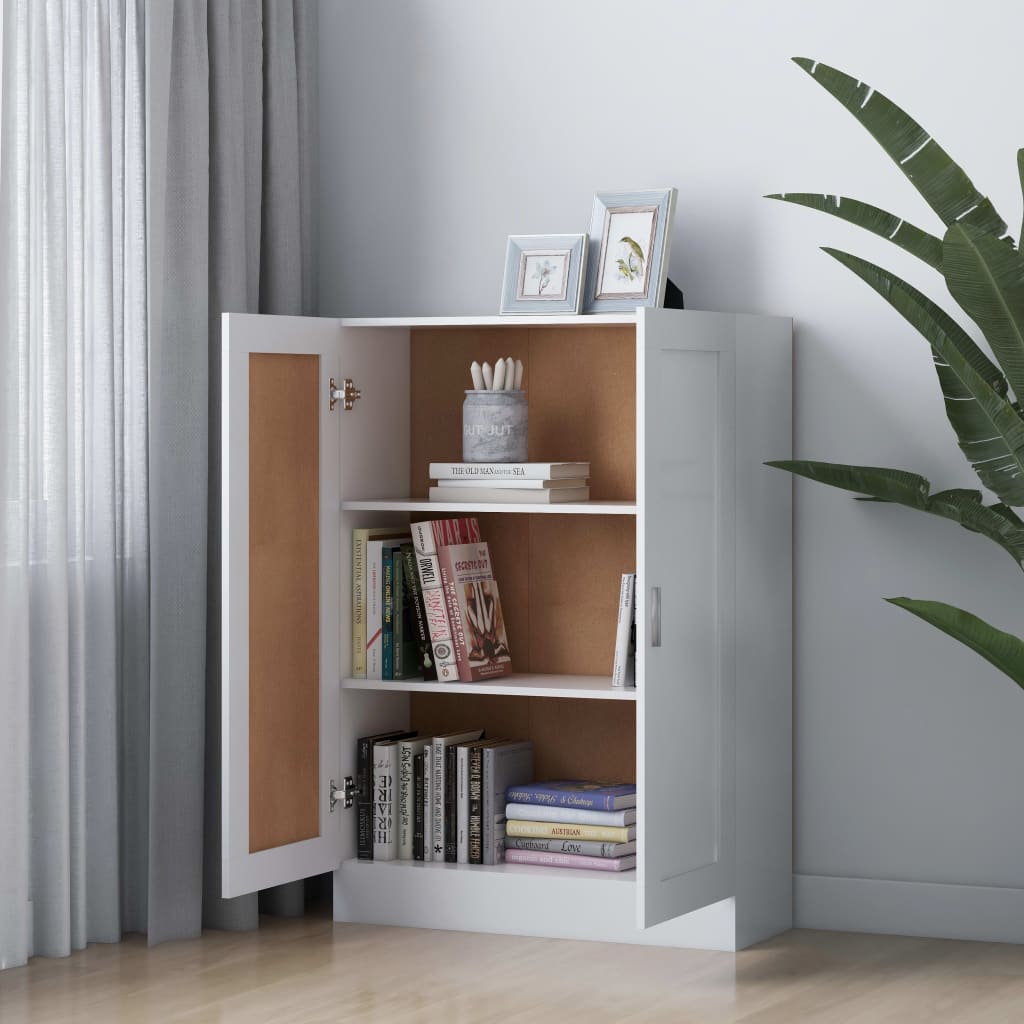 Bokhylle hvit 82,5x30,5x115 cm konstruert tre