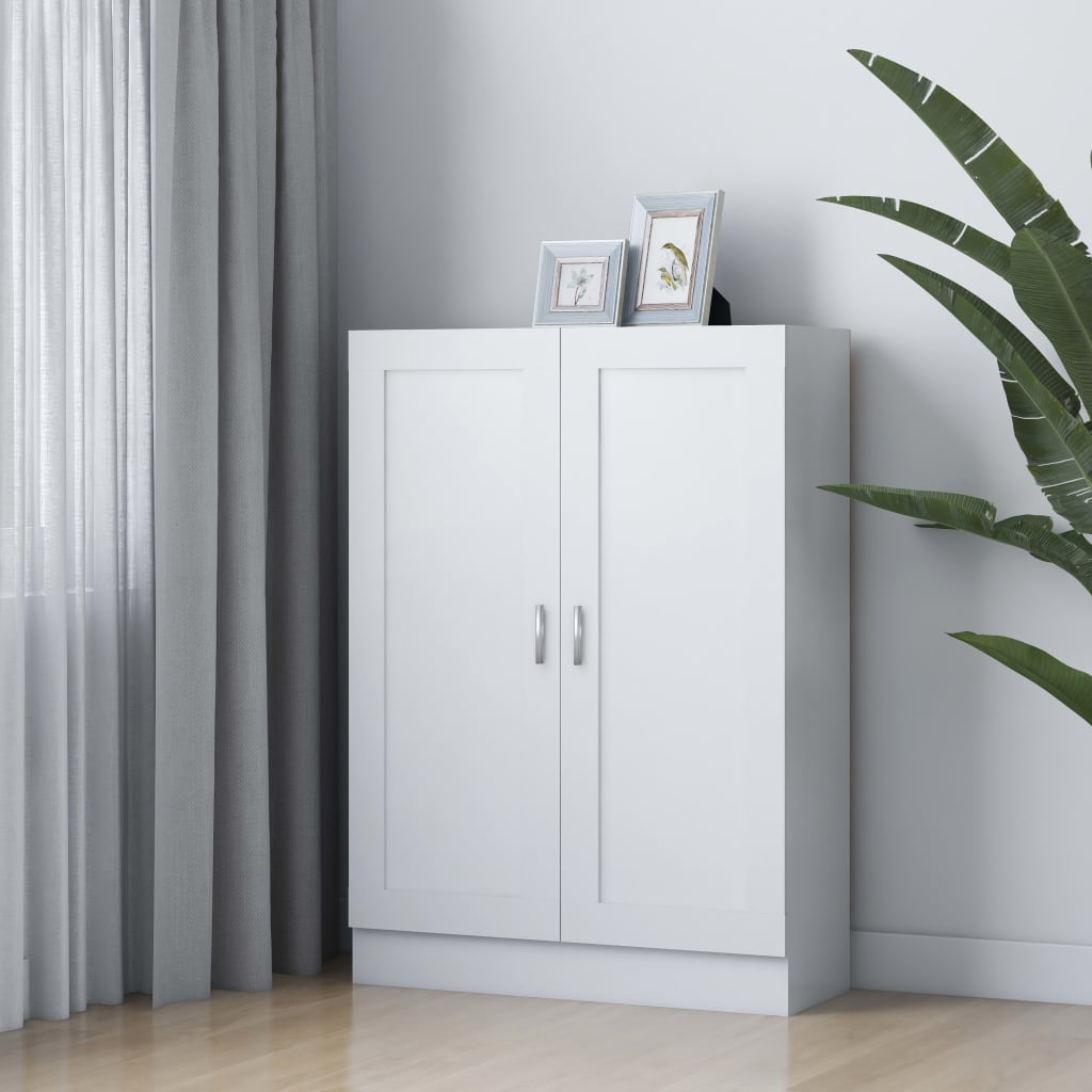 Bokhylle hvit 82,5x30,5x115 cm konstruert tre