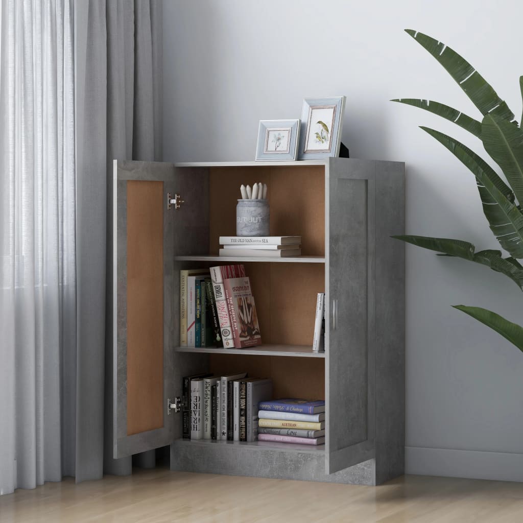 Bokhylle betonggrå 82,5x30,5x115 cm konstruert tre