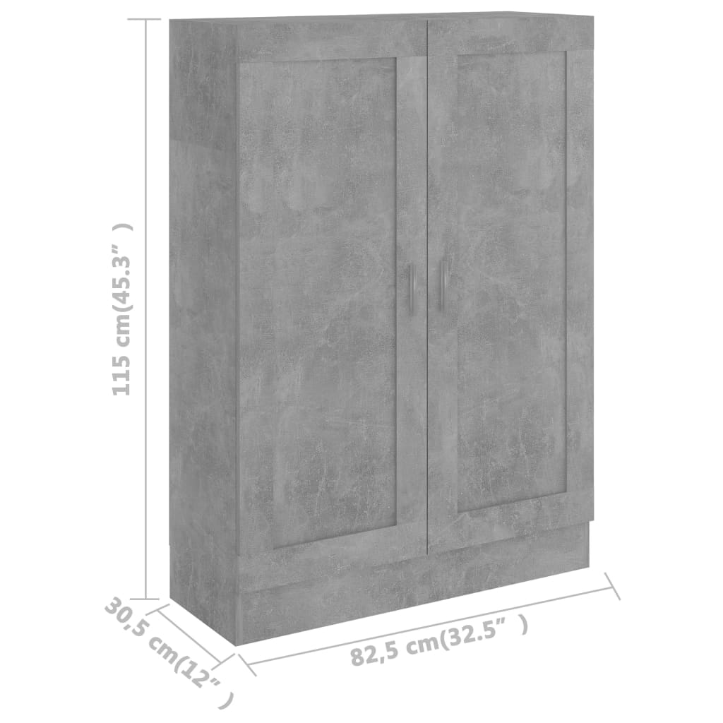 Bokhylle betonggrå 82,5x30,5x115 cm konstruert tre