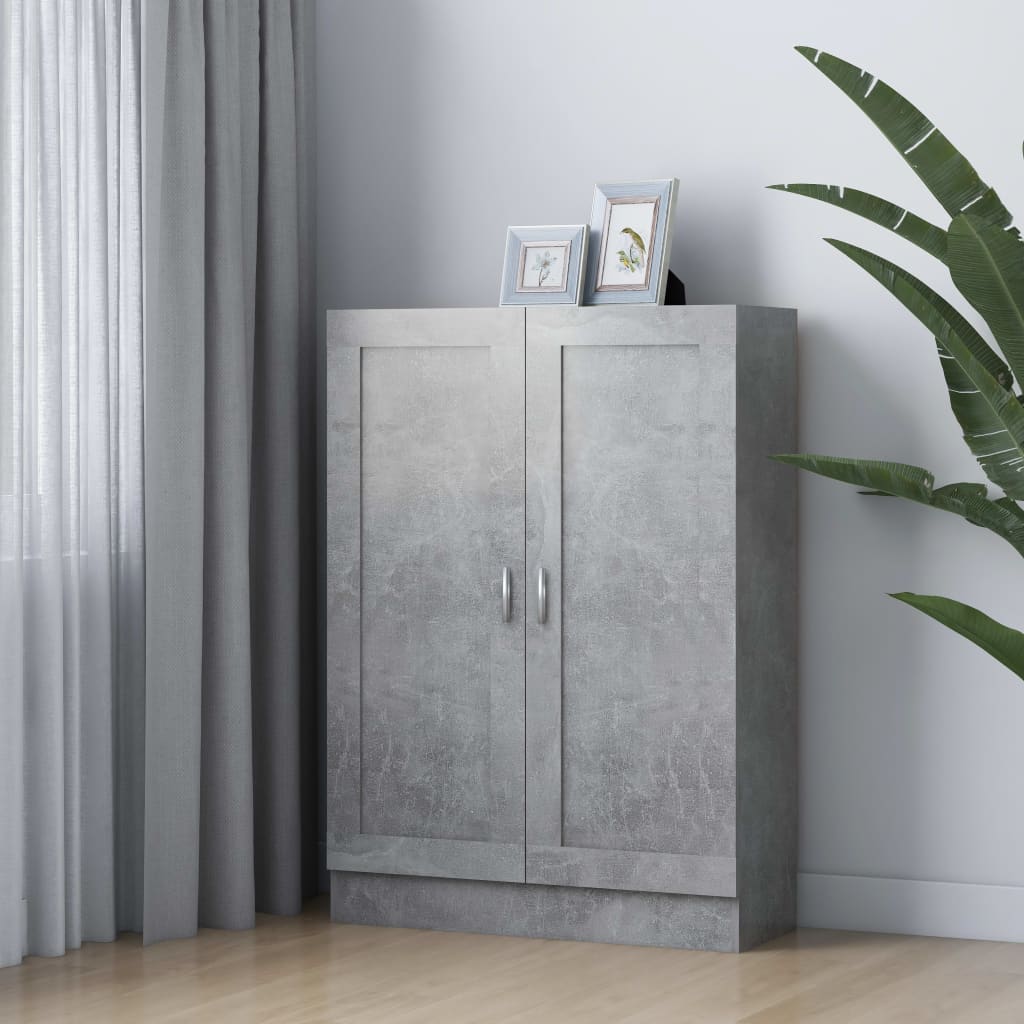Bokhylle betonggrå 82,5x30,5x115 cm konstruert tre