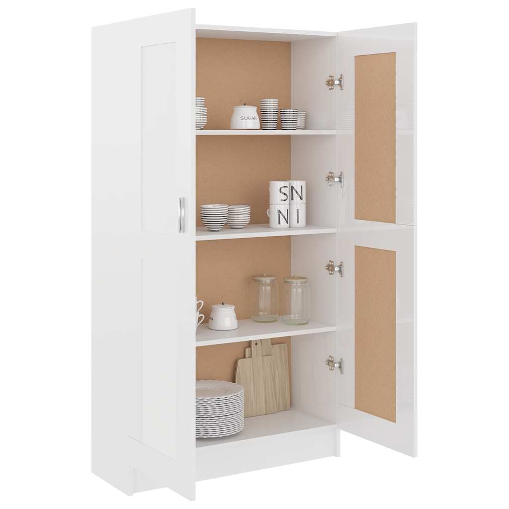 Bokhylle høyglans hvit 82,5x30,5x150 cm konstruert tre